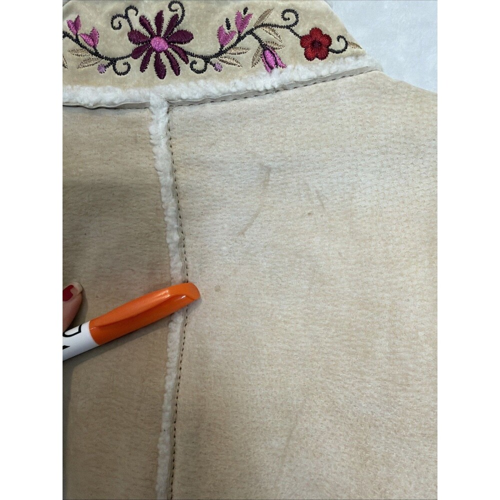 Vintage 90s Embroidered Floral Leather Jacket XL Phoebe Friends Penny Lane - Picture 5 of 15